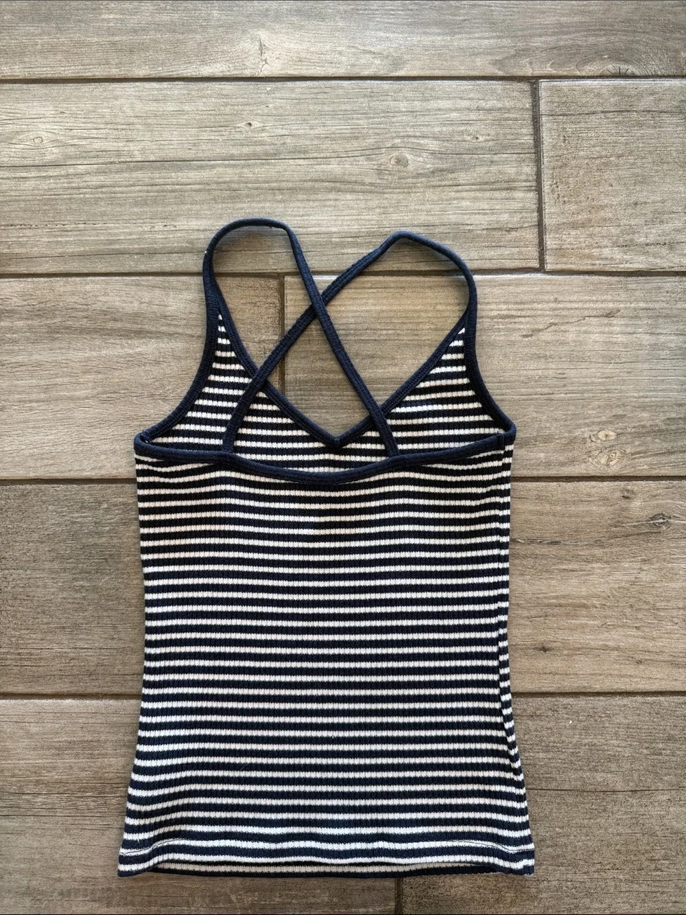 NWOT American Eagle Outfitters Navy & White Striped Ribbed Cross-Back Tank